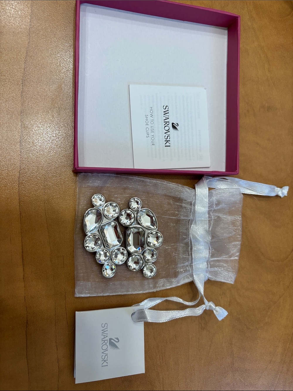 Swarovski Crystal Shoe Clips in Clear Silver